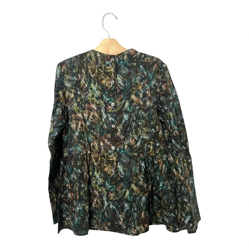 Tuchinda Girls Blouse Size 16 Long Sleeves Green Brown Earthy Modest Button Back